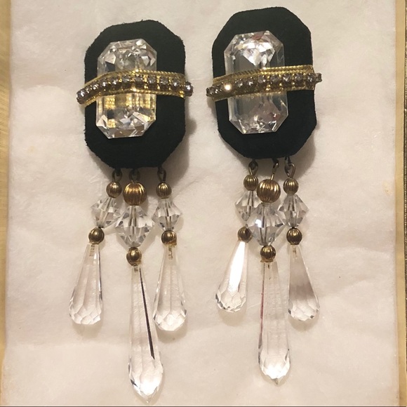 Pami Jerod Jewelry - Vintage Pami Jerod Crystal Clip On Earrings